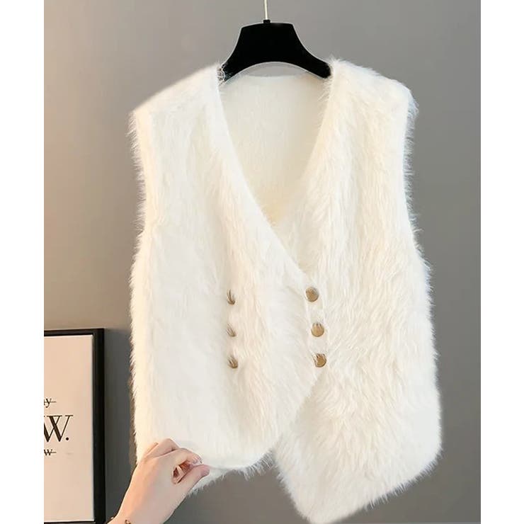 ふわふわファーベストVネックニットベスト | SUNSHINE CLOSET | 詳細画像14 