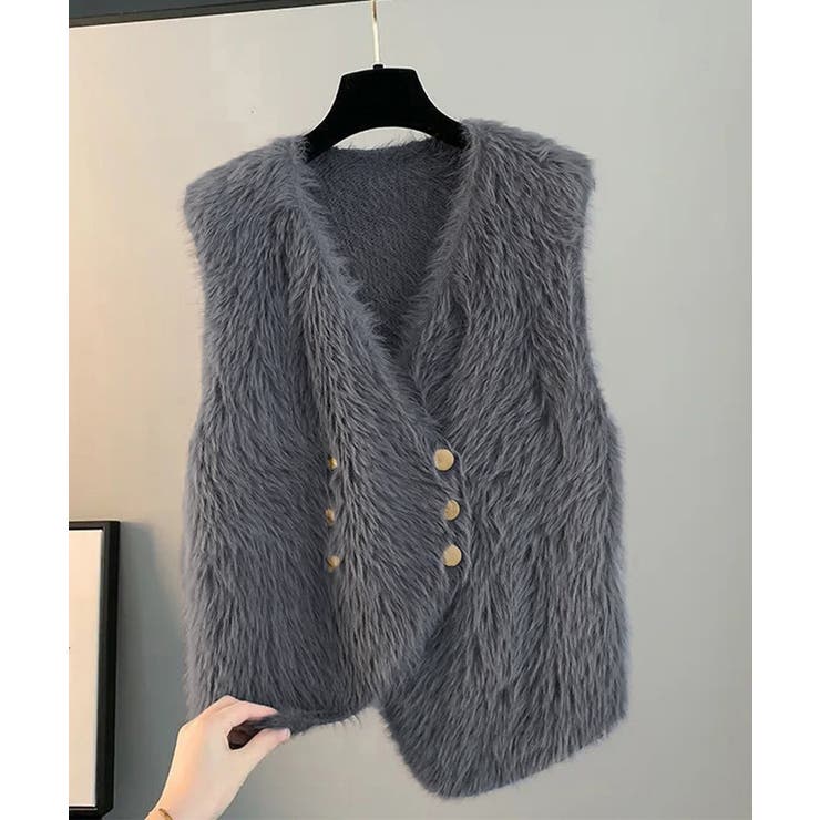 ふわふわファーベストVネックニットベスト | SUNSHINE CLOSET | 詳細画像15 