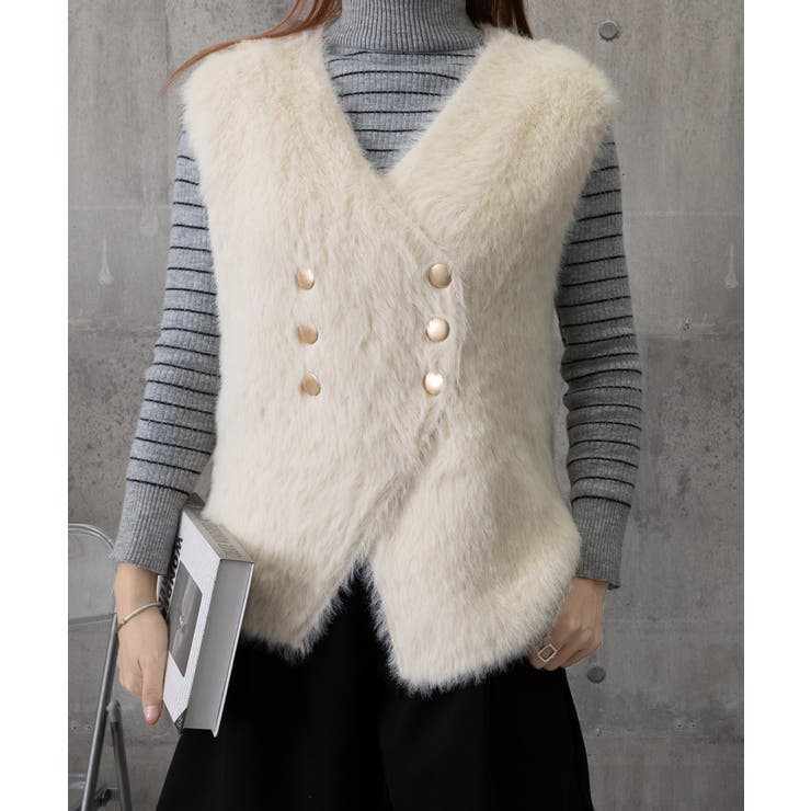 ふわふわファーベストVネックニットベスト | SUNSHINE CLOSET | 詳細画像17 