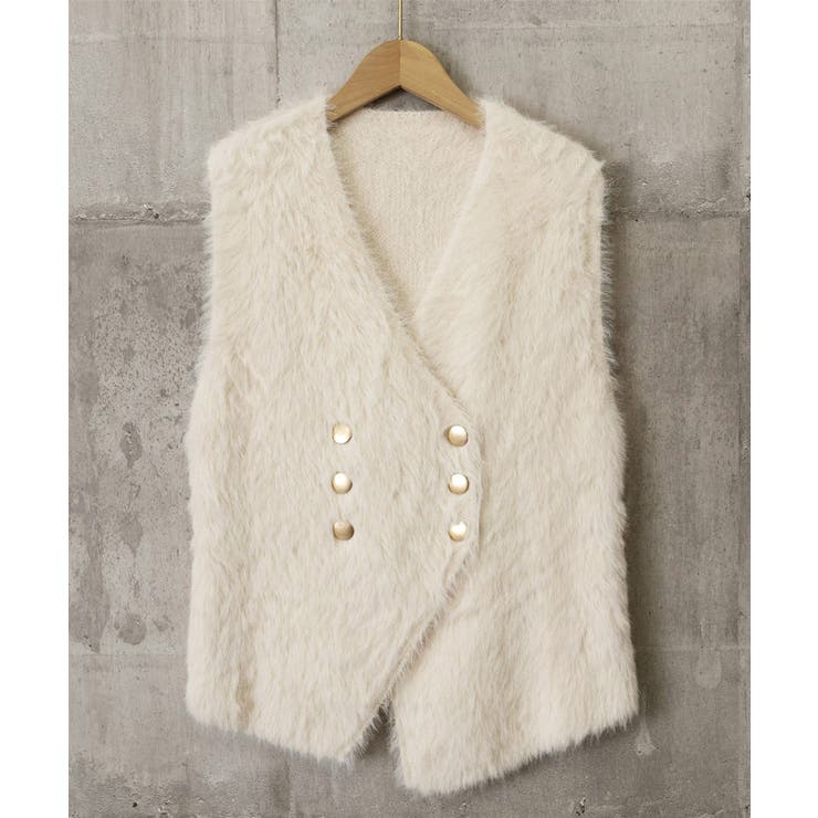 ふわふわファーベストVネックニットベスト | SUNSHINE CLOSET | 詳細画像24 