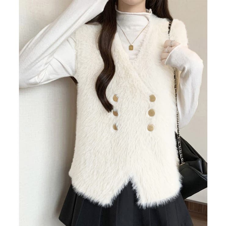 ふわふわファーベストVネックニットベスト | SUNSHINE CLOSET | 詳細画像5 