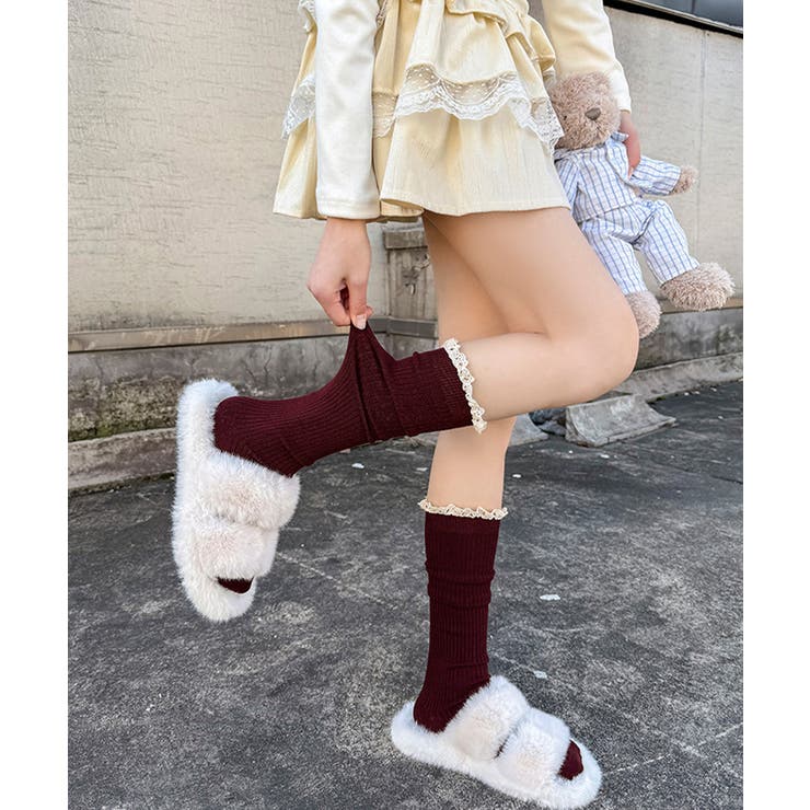 カシミヤ風 フリルロングソックス 暖かい | SUNSHINE CLOSET | 詳細画像16 