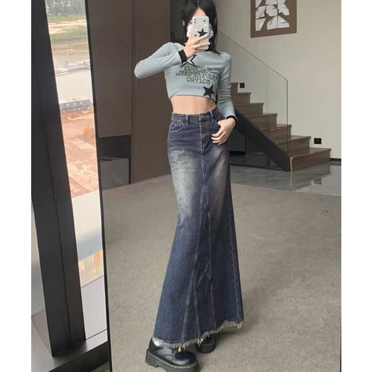 デニムロングスカート バックスリット韓国 | SUNSHINE CLOSET | 詳細画像4 