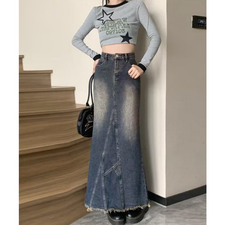 デニムロングスカート バックスリット韓国 | SUNSHINE CLOSET | 詳細画像6 