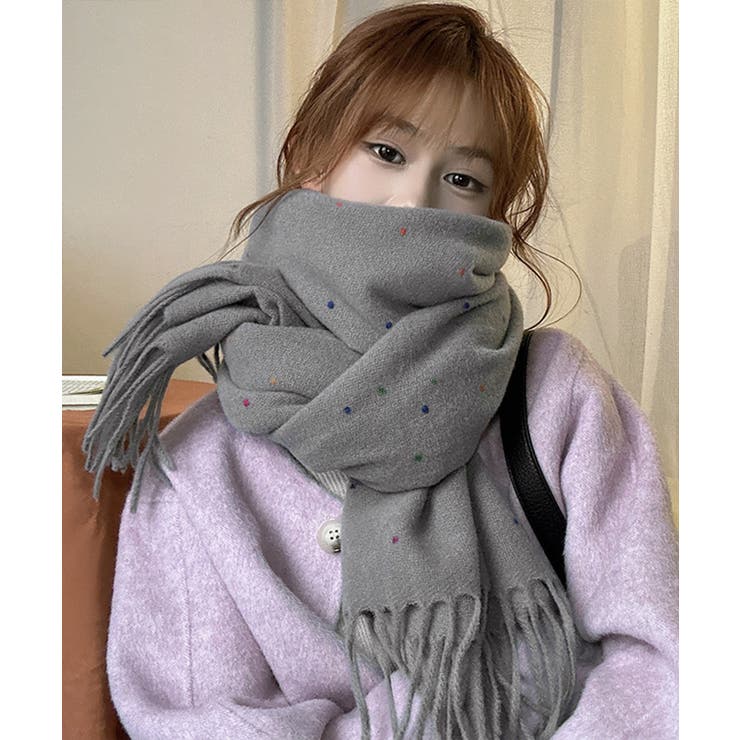 ドット柄 大判マフラーフリンジストール冬 | SUNSHINE CLOSET | 詳細画像11 