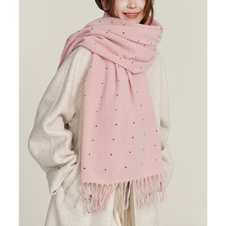 ドット柄 大判マフラーフリンジストール冬 | SUNSHINE CLOSET | 詳細画像18 