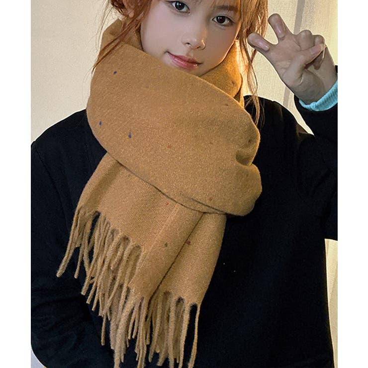 ドット柄 大判マフラーフリンジストール冬 | SUNSHINE CLOSET | 詳細画像2 