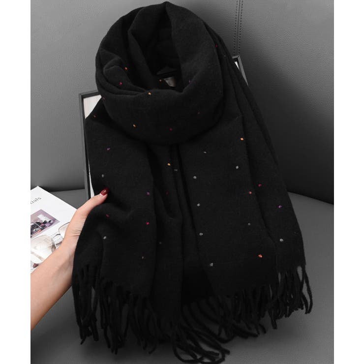 ドット柄 大判マフラーフリンジストール冬 | SUNSHINE CLOSET | 詳細画像20 