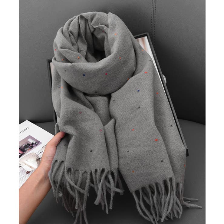 ドット柄 大判マフラーフリンジストール冬 | SUNSHINE CLOSET | 詳細画像22 