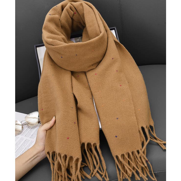 ドット柄 大判マフラーフリンジストール冬 | SUNSHINE CLOSET | 詳細画像23 