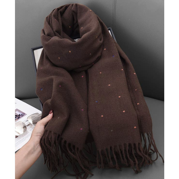 ドット柄 大判マフラーフリンジストール冬 | SUNSHINE CLOSET | 詳細画像24 