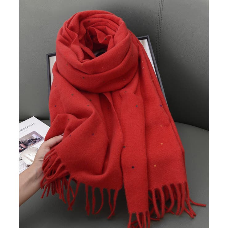 ドット柄 大判マフラーフリンジストール冬 | SUNSHINE CLOSET | 詳細画像27 