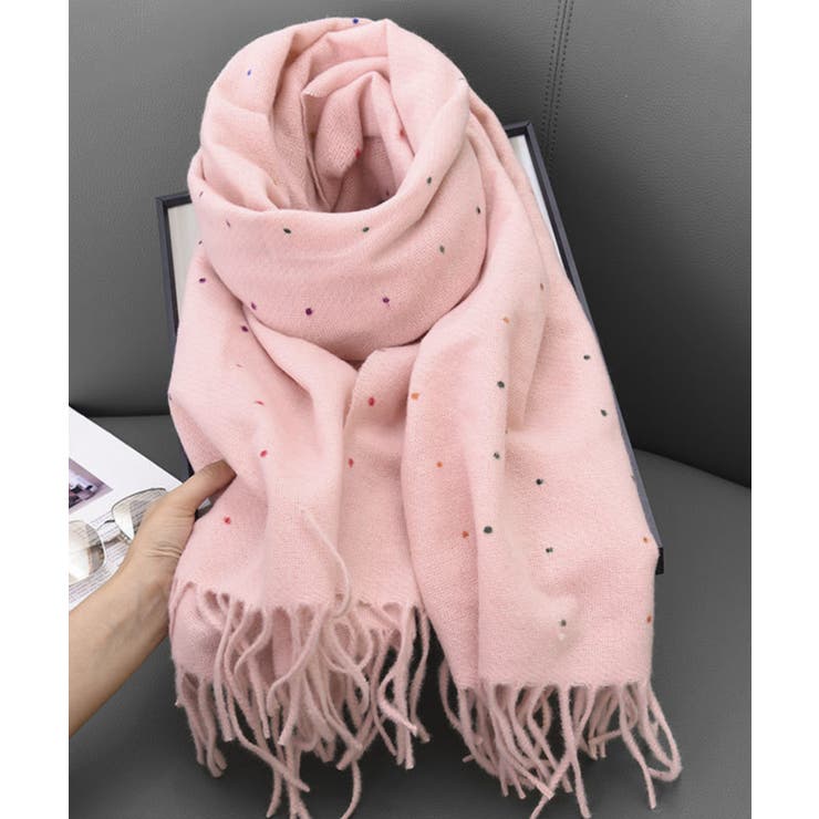 ドット柄 大判マフラーフリンジストール冬 | SUNSHINE CLOSET | 詳細画像30 