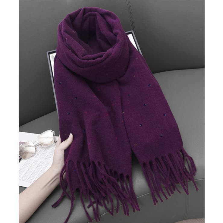 ドット柄 大判マフラーフリンジストール冬 | SUNSHINE CLOSET | 詳細画像31 