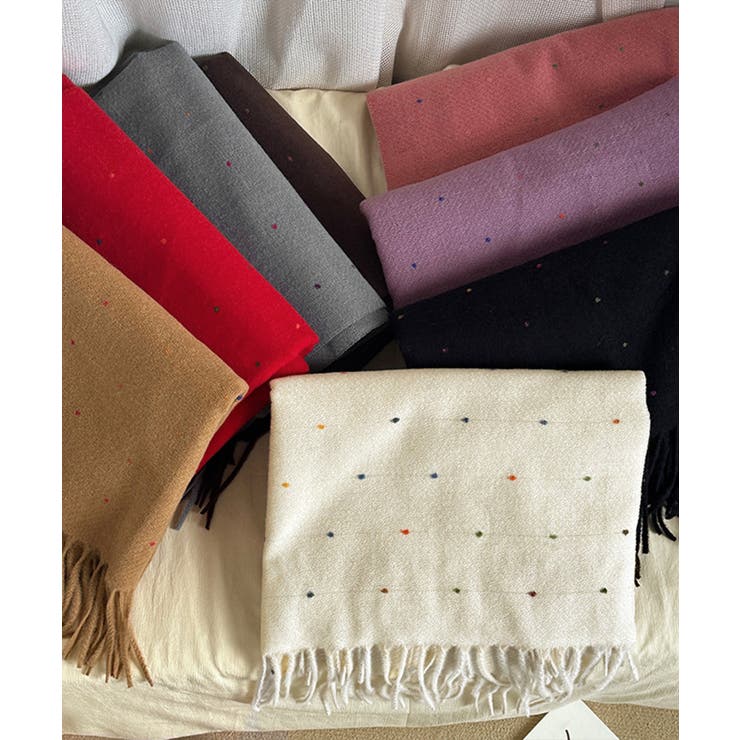 ドット柄 大判マフラーフリンジストール冬 | SUNSHINE CLOSET | 詳細画像32 