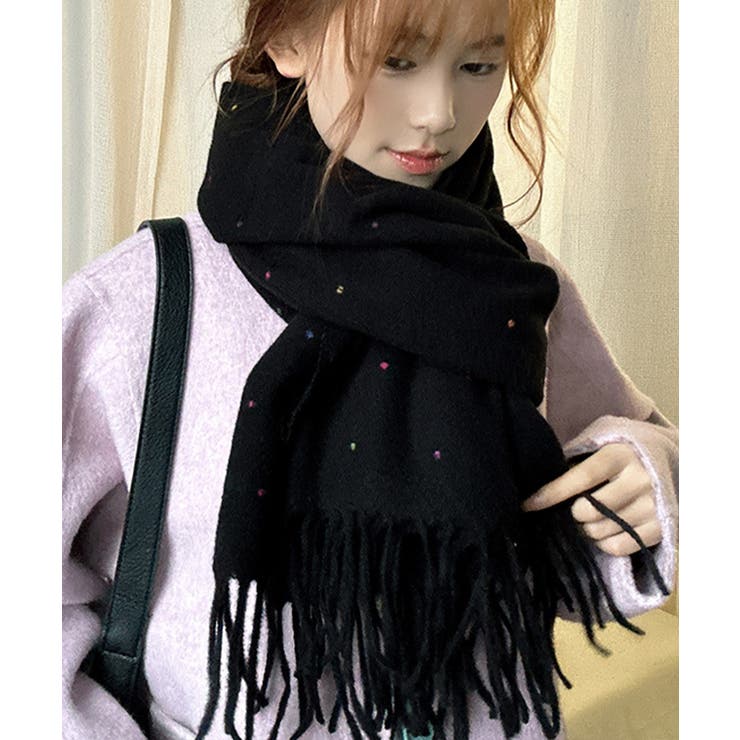 ドット柄 大判マフラーフリンジストール冬 | SUNSHINE CLOSET | 詳細画像5 