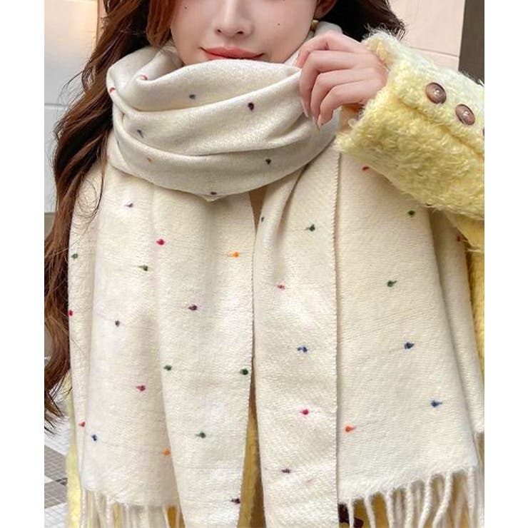 ドット柄 大判マフラーフリンジストール冬 | SUNSHINE CLOSET | 詳細画像6 