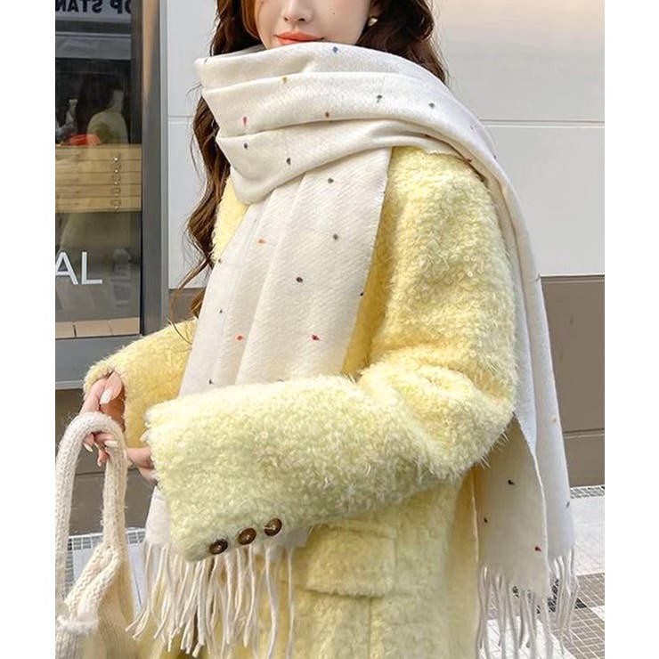 ドット柄 大判マフラーフリンジストール冬 | SUNSHINE CLOSET | 詳細画像7 