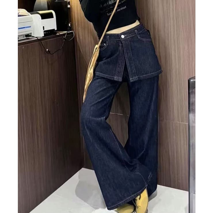 レイヤード風デニムパンツ レディース ゆったり | SUNSHINE CLOSET | 詳細画像5 