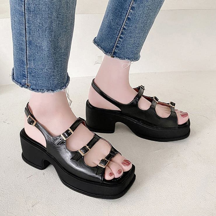 韓国 厚底 ヒールサンダル レディース | SUNSHINE CLOSET | 詳細画像1 