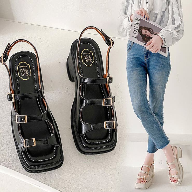 韓国 厚底 ヒールサンダル レディース | SUNSHINE CLOSET | 詳細画像9 