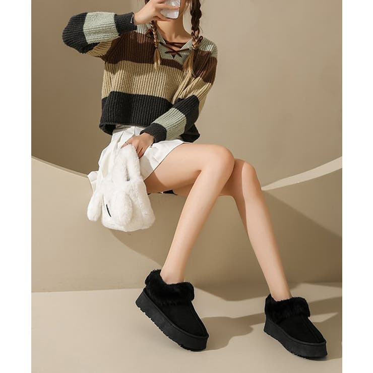 厚底ムートブーツ もこもこショートブーツ | SUNSHINE CLOSET | 詳細画像4 