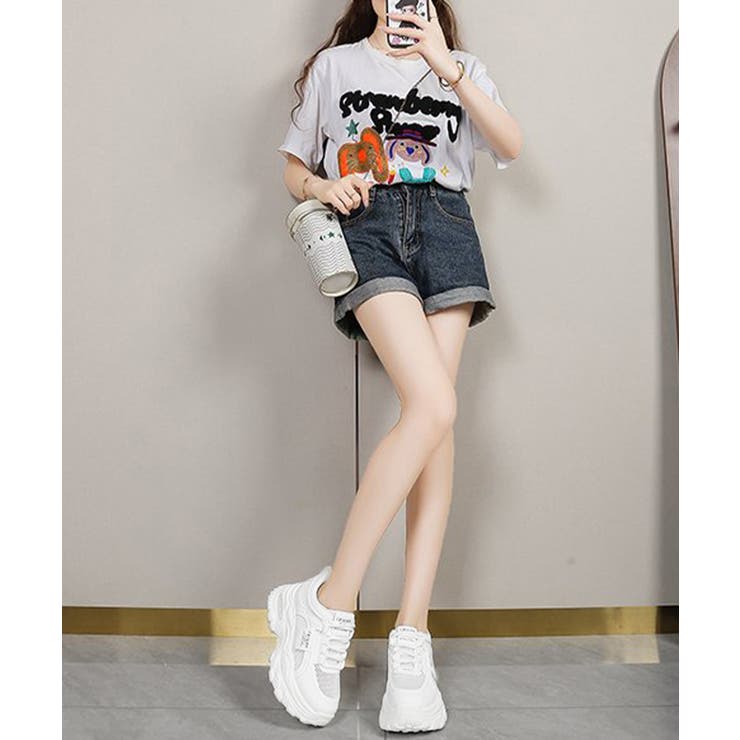 美脚メッシュスポーツシューズ 軽量可愛い韓国風ダッドスニーカー ランニングシュー… | SUNSHINE CLOSET | 詳細画像12 