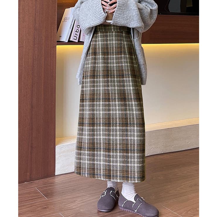 ユ*ニ様 h.jelly ♡チェックスカート♡ O'NEIL of DUBLIN｜ウーステッド ウール イージー マキシ キルト