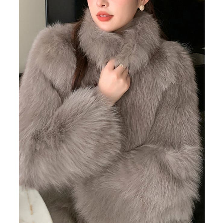 【美品】ファーアウター♡ファーコート♡ブラウンファー フェイクファージャケット ファーコート冬[品番：AGCW0005948