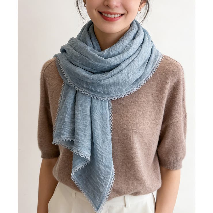 レディースレース裾ショール 軽薄透け感 大きめシアースカーフUV対策冷房対策 | SUNSHINE CLOSET | 詳細画像11 
