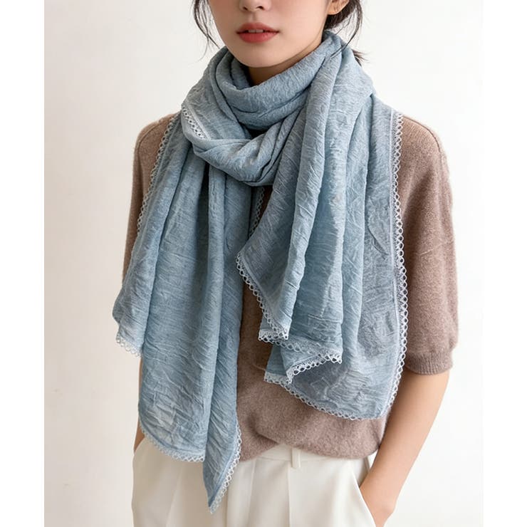 レディースレース裾ショール 軽薄透け感 大きめシアースカーフUV対策冷房対策 | SUNSHINE CLOSET | 詳細画像12 