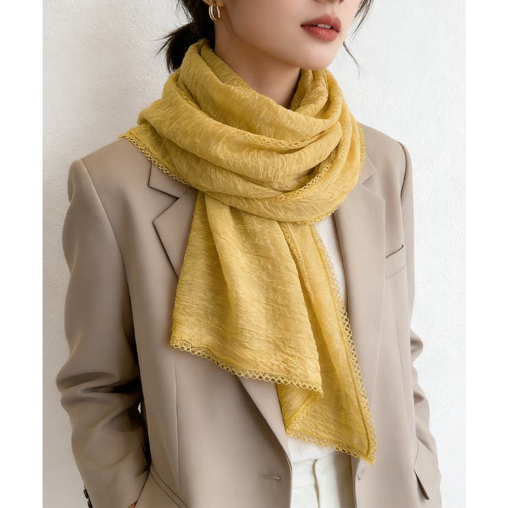 レディースレース裾ショール 軽薄透け感 大きめシアースカーフUV対策冷房対策 | SUNSHINE CLOSET | 詳細画像22 