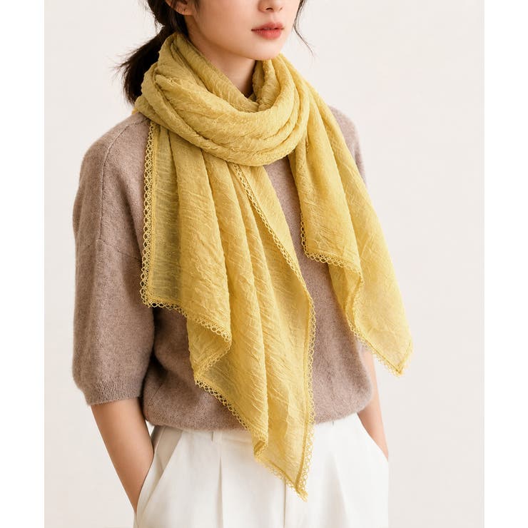 レディースレース裾ショール 軽薄透け感 大きめシアースカーフUV対策冷房対策 | SUNSHINE CLOSET | 詳細画像24 