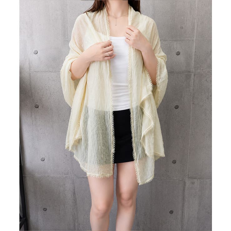 レディースレース裾ショール 軽薄透け感 大きめシアースカーフUV対策冷房対策 | SUNSHINE CLOSET | 詳細画像26 