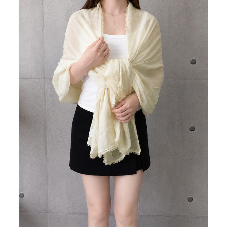 レディースレース裾ショール 軽薄透け感 大きめシアースカーフUV対策冷房対策 | SUNSHINE CLOSET | 詳細画像27 