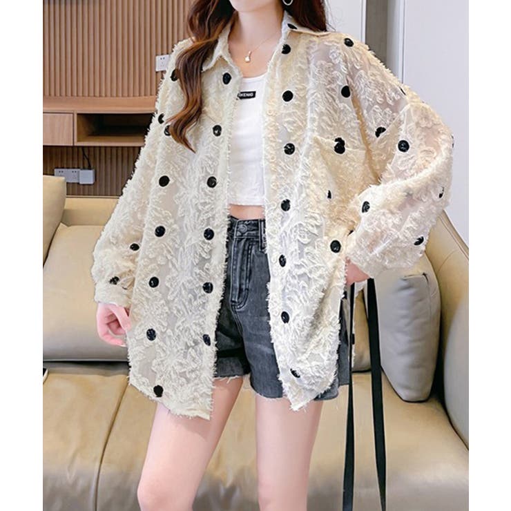 ドット柄カーディガン シースルートップス | SUNSHINE CLOSET | 詳細画像12 