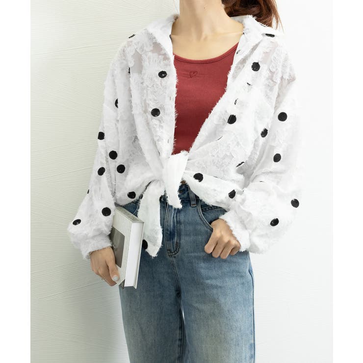 ドット柄カーディガン シースルートップス | SUNSHINE CLOSET | 詳細画像15 