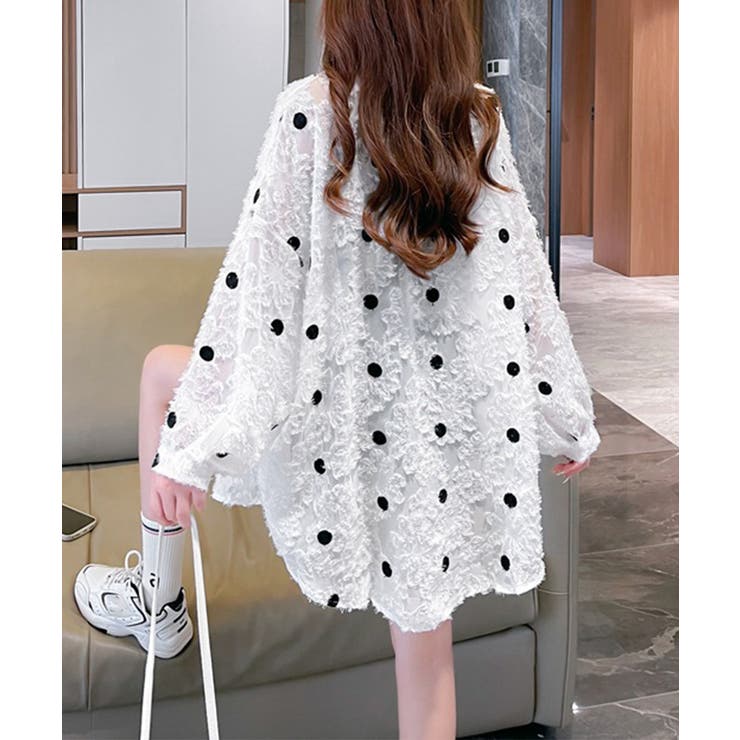 ドット柄カーディガン シースルートップス | SUNSHINE CLOSET | 詳細画像3 