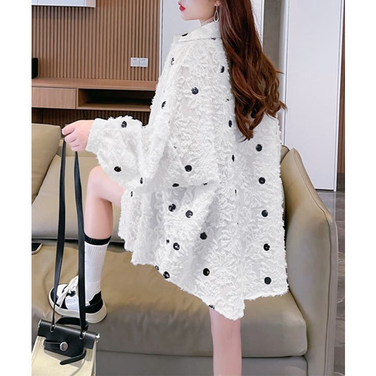 ドット柄カーディガン シースルートップス | SUNSHINE CLOSET | 詳細画像6 