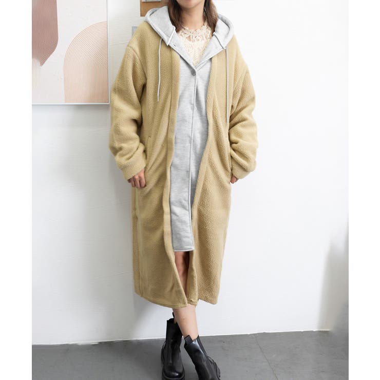 ボアロングパーカーレイヤード風ボアコート | SUNSHINE CLOSET | 詳細画像12 