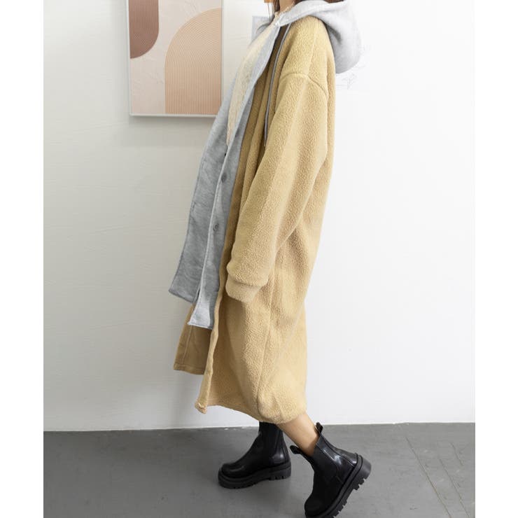 ボアロングパーカーレイヤード風ボアコート | SUNSHINE CLOSET | 詳細画像13 