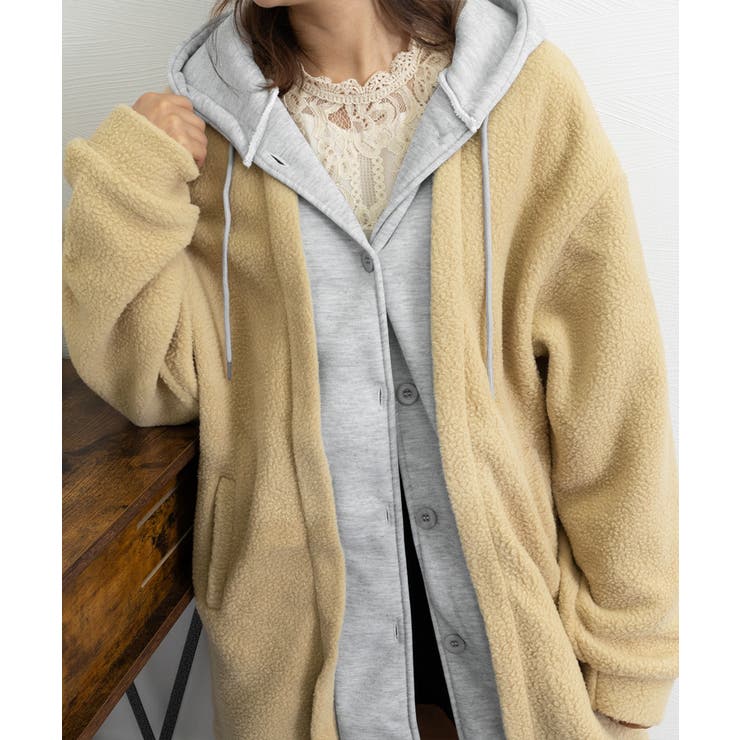 ボアロングパーカーレイヤード風ボアコート | SUNSHINE CLOSET | 詳細画像16 