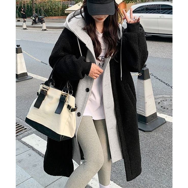 ボアロングパーカーレイヤード風ボアコート | SUNSHINE CLOSET | 詳細画像2 