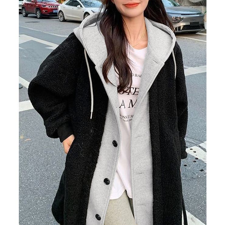 ボアロングパーカーレイヤード風ボアコート | SUNSHINE CLOSET | 詳細画像3 