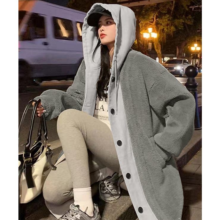 ボアロングパーカーレイヤード風ボアコート | SUNSHINE CLOSET | 詳細画像7 