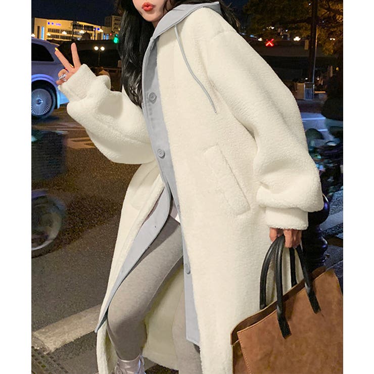 ボアロングパーカーレイヤード風ボアコート | SUNSHINE CLOSET | 詳細画像9 