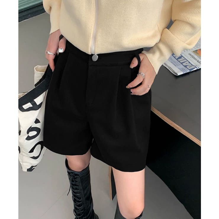 タックショートパンツウール風ワイドパンツ | SUNSHINE CLOSET | 詳細画像1 