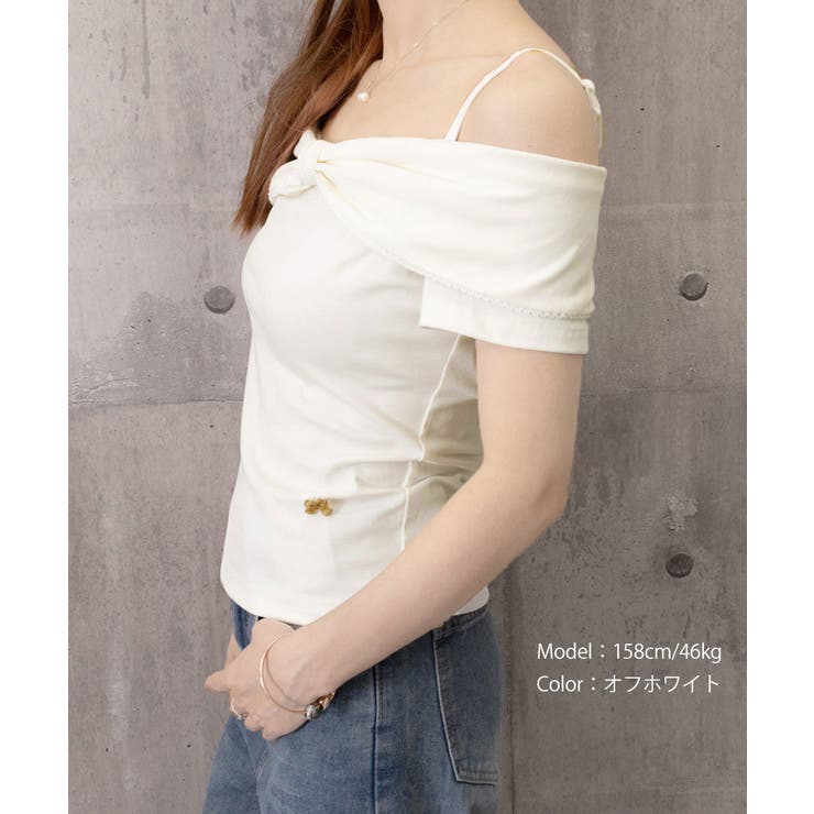 ビッグリボンオフショルカットソー 韓国風 きれいめトップス | SUNSHINE CLOSET | 詳細画像18 