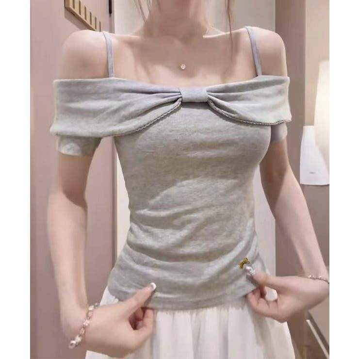 ビッグリボンオフショルカットソー 韓国風 きれいめトップス | SUNSHINE CLOSET | 詳細画像2 