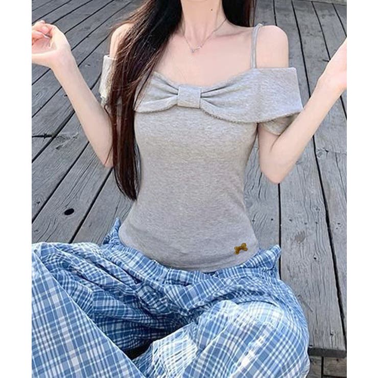 ビッグリボンオフショルカットソー 韓国風 きれいめトップス | SUNSHINE CLOSET | 詳細画像4 